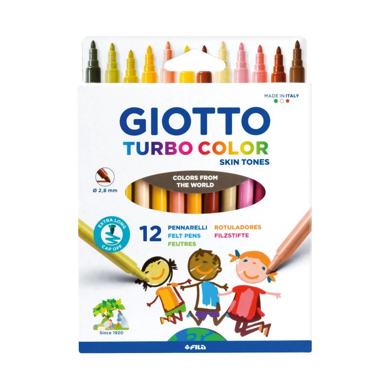 GIOTTO Turbo Color Felt Tip Pen 12Pcs Skin Tones Set In Cdu