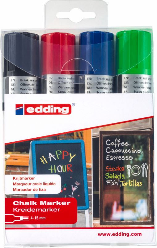 edding E-4090/4 S Prof Chalk Marker Set Assort 4-4090-4999