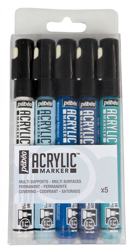 Pébéo Acrylic Marker 5 Set 1.2 Wh-Lb-Cy-Cb-Nb 201213