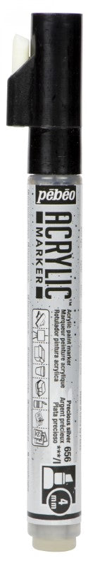Pébéo Acrylic Marker Chisel Tip 4 mm Prec. Silver 201656