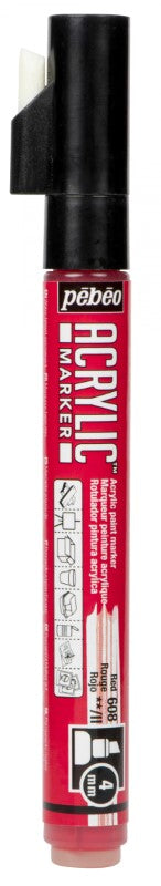 Pébéo Acrylic Marker Chisel Tip 4 mm Red 201608