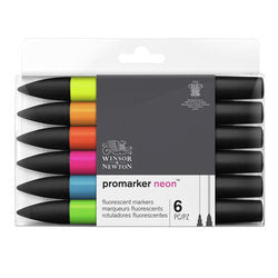 Promarker 6 Set Neon Markers 0290136 By Winsor & Newton