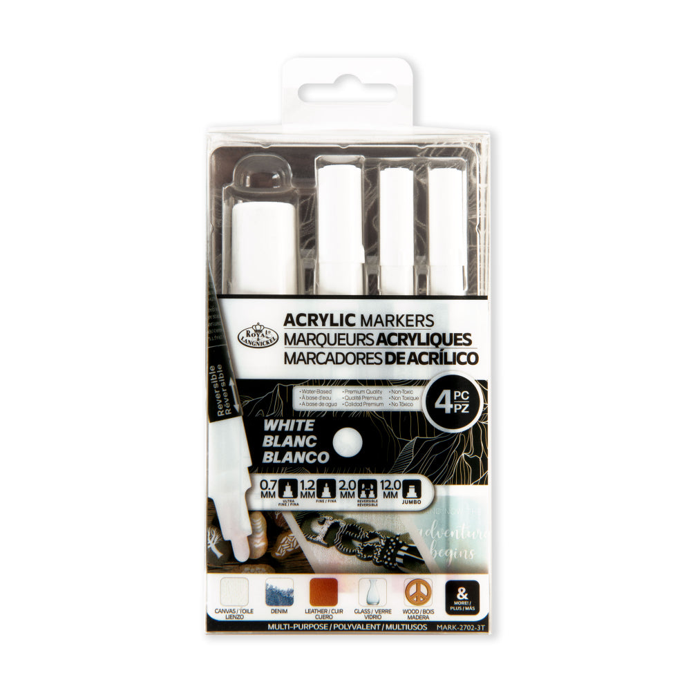 Royal & Langnickel Acrylic Paint Markers - 4 White Ass Tips Mark-2702