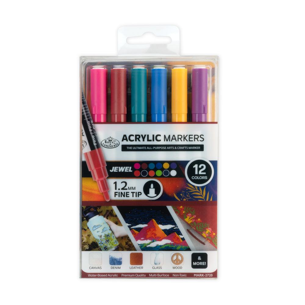 Royal & Langnickel Acrylic Paint Markers - 12 Fine Jewel Mark-2720