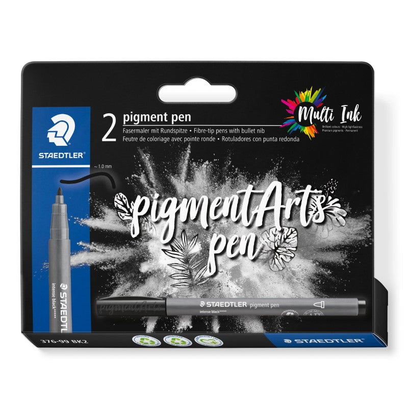 Staedtler Pigment Arts Bullet Nib Intense Black 2Pc 37699Bk2