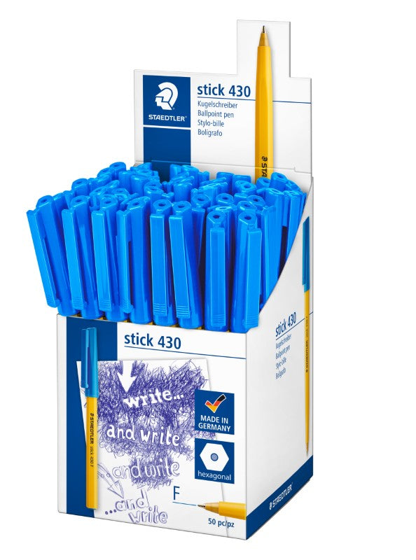 Staedtler 430 Stick Ballpoint Pen Fine Blue 50Pcs 430F-3Cp5