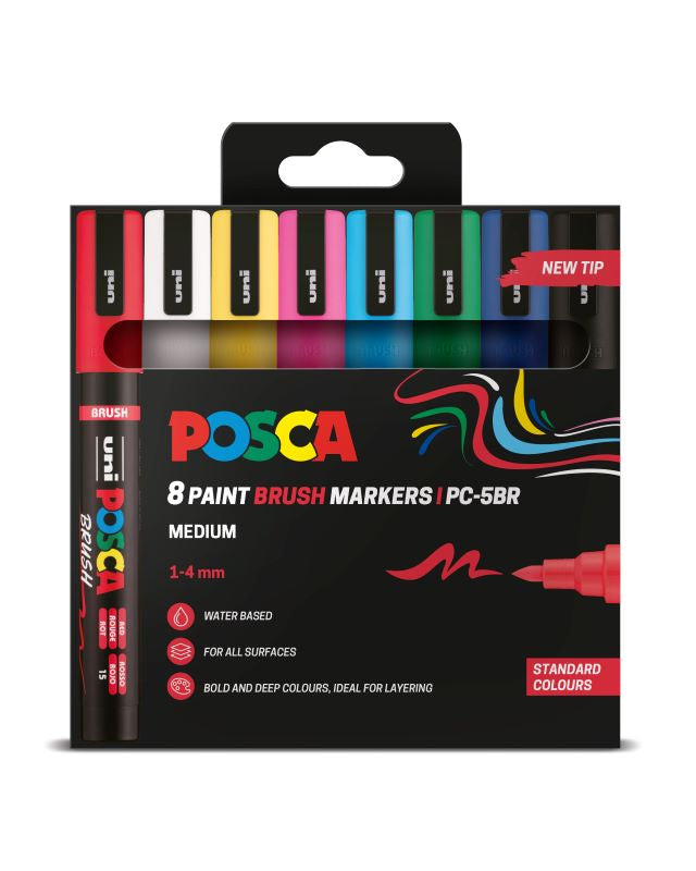 POSCA Brush Pc-5Br 8 Assorted Standard Pfp 302331369