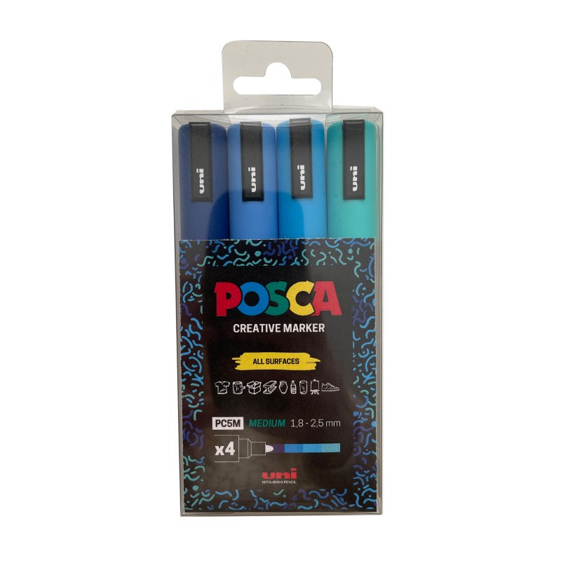 PC-5M 4Pc Pack Blues POSCA Medium Bullet Tip