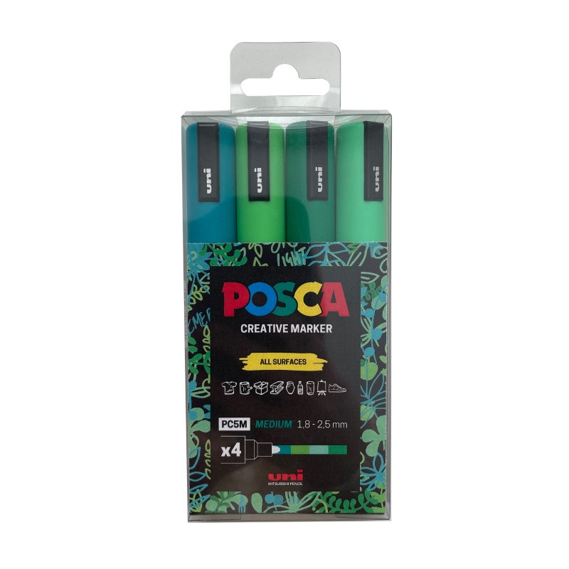 PC-5M 4Pc Pack Greens POSCA Medium Bullet Tip