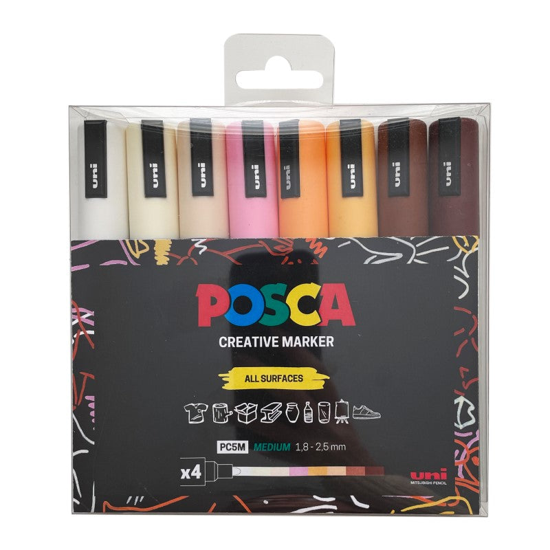 PC-5M 8Pc Pack Neutrals POSCA Medium Bullet Tip