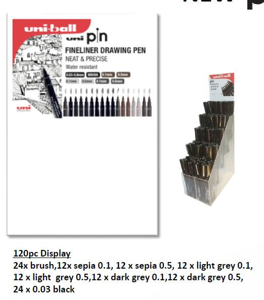 Uni Pin 120 Piece Ass Coloured Coloured Display 5012788008883