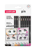 Uni Pin Coloured Manga 8 Pack - Assorted 302331575