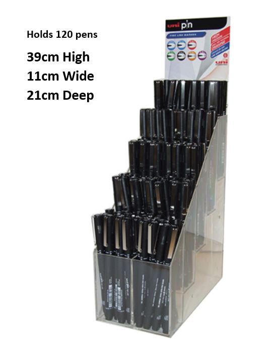 Uni Pin Black Pen 120 Plastic Display 120 Pce 5012788044805