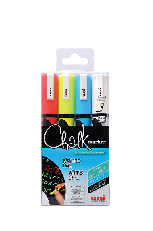 Pwe-5M Uni Chalk 4 Pack Asstd Colours 46700