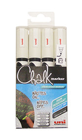 Pwe-5M Uni Chalk 4 Pack White Medium Bullet 5012788046731