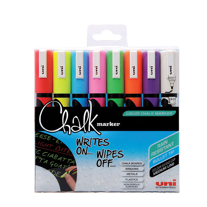 Pwe-5M Uni Chalk 8 Pack Asstd Medium Bullet 5012788046670