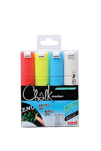 Pwe-8K Uni Chalk 4 Pack Broad Assorted Colours 5012788046793
