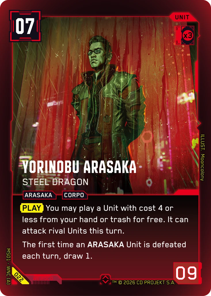 Yorinobu Arasaka: Steel Dragon — Welcome to Night City — Retail — card 022