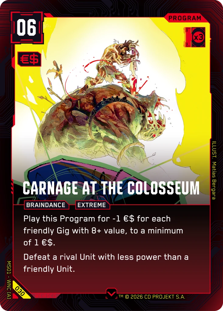 Carnage at the Colosseum — Welcome to Night City — Retail — card 030