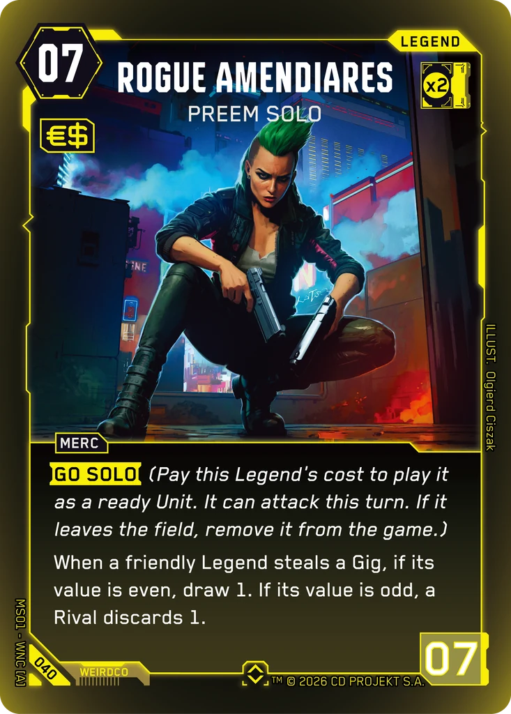 Rogue Amendiares: Preem Solo — Welcome to Night City — Retail — card 040