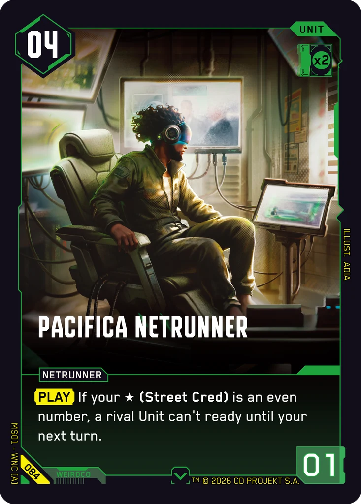 Pacifica Netrunner — Welcome to Night City — Retail — card 084